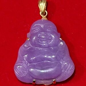 14k lavender jade Buddha pendant